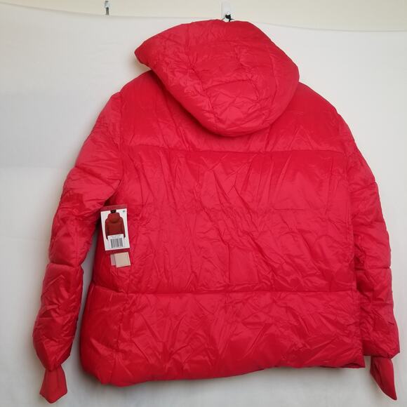 BCBGeneration Premium Performance Womens Red Hooded Puffer Coat Jacket Zip X LG - Picture 2 of 16